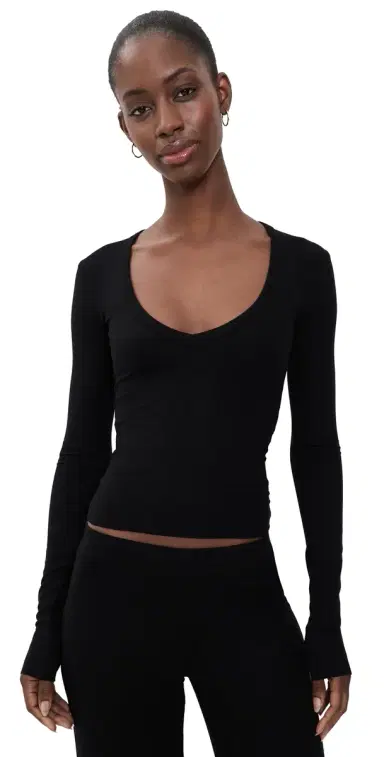 ÉTERNE Ribbed Tee Black | Thumbnail 1 ÉTERNE Ribbed Tee Black | Thumbnail 1