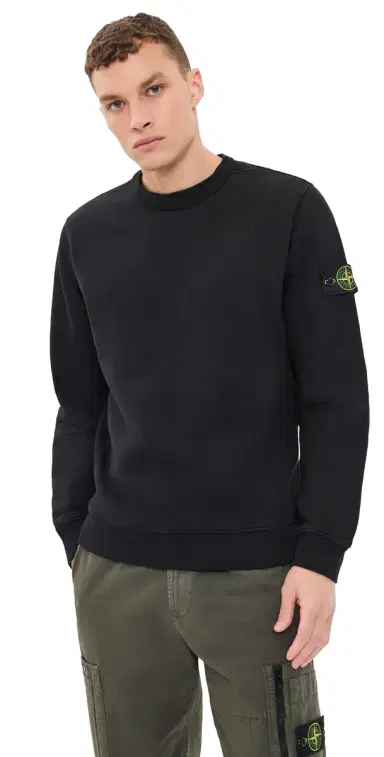 Stone Island Brushed Cotton Fleece Sweatshirt Black | Thumbnail 1 Stone Island Brushed Cotton Fleece Sweatshirt Black | Thumbnail 1