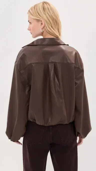LE BOP Pippa Faux eather Pullover with Front Pocket Coffee | Thumbnail 3 LE BOP Pippa Faux eather Pullover with Front Pocket Coffee | Thumbnail 3