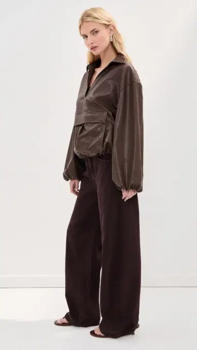 LE BOP Pippa Faux eather Pullover with Front Pocket Coffee | Thumbnail 4 LE BOP Pippa Faux eather Pullover with Front Pocket Coffee | Thumbnail 4