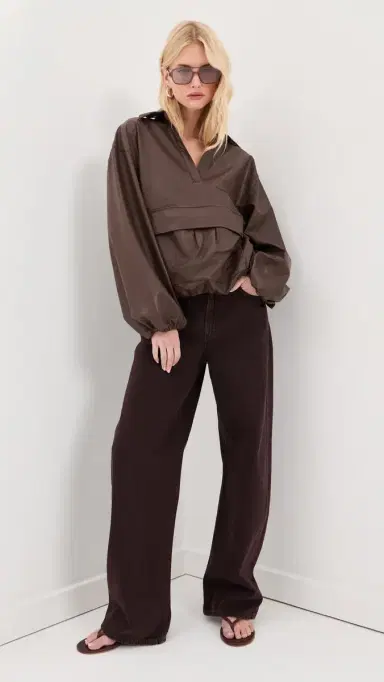 LE BOP Pippa Faux eather Pullover with Front Pocket Coffee | Thumbnail 5 LE BOP Pippa Faux eather Pullover with Front Pocket Coffee | Thumbnail 5