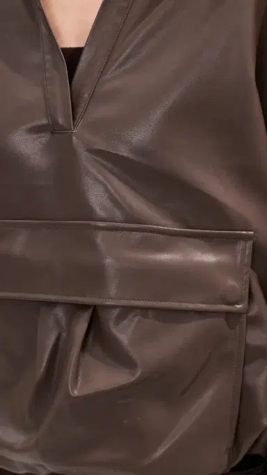 LE BOP Pippa Faux eather Pullover with Front Pocket Coffee | Thumbnail 6 LE BOP Pippa Faux eather Pullover with Front Pocket Coffee | Thumbnail 6