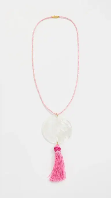 Logan Tay Pink Tassel Shell Necklace Pink One Size | Thumbnail 2 Logan Tay Pink Tassel Shell Necklace Pink One Size | Thumbnail 2