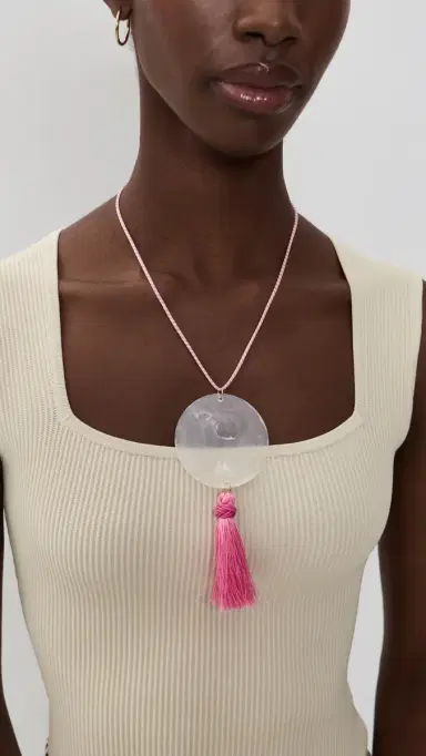 Logan Tay Pink Tassel Shell Necklace Pink One Size | Thumbnail 3 Logan Tay Pink Tassel Shell Necklace Pink One Size | Thumbnail 3