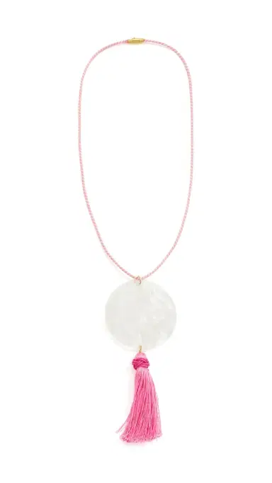Logan Tay Pink Tassel Shell Necklace Pink One Size | Thumbnail 5 Logan Tay Pink Tassel Shell Necklace Pink One Size | Thumbnail 5