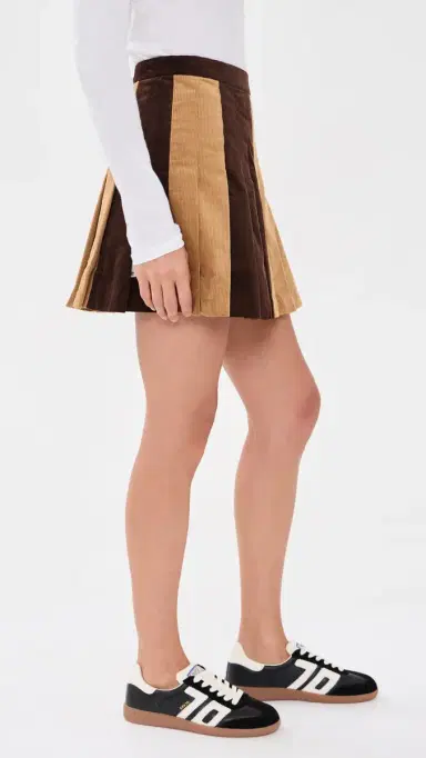 Rowing Blazers Mixed Corduroy Pleated Skirt Brown | Thumbnail 4 Rowing Blazers Mixed Corduroy Pleated Skirt Brown | Thumbnail 4