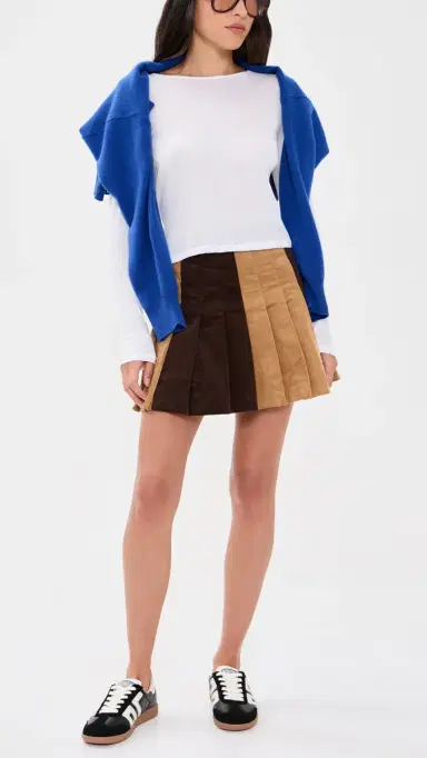 Rowing Blazers Mixed Corduroy Pleated Skirt Brown | Thumbnail 5 Rowing Blazers Mixed Corduroy Pleated Skirt Brown | Thumbnail 5