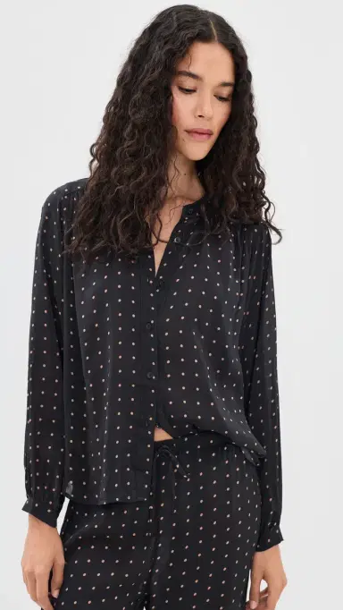 Natalie Martin Collection Tolan hirt Petite Polka Dot Black & Tan | Thumbnail 2 Natalie Martin Collection Tolan hirt Petite Polka Dot Black & Tan | Thumbnail 2
