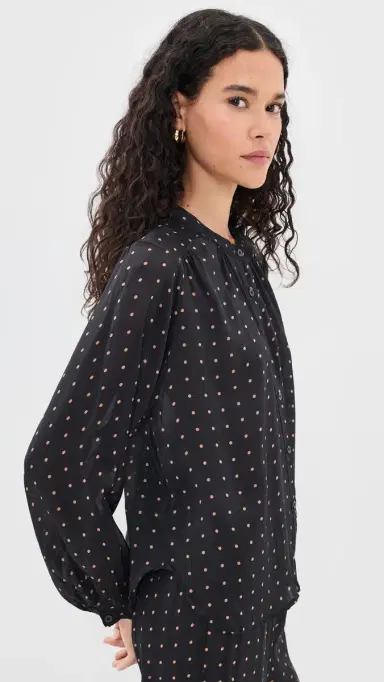 Natalie Martin Collection Tolan hirt Petite Polka Dot Black & Tan | Thumbnail 4 Natalie Martin Collection Tolan hirt Petite Polka Dot Black & Tan | Thumbnail 4