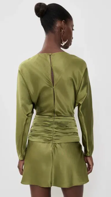 Staud Freda Silk Mini Dress Pear | Thumbnail 3 Staud Freda Silk Mini Dress Pear | Thumbnail 3