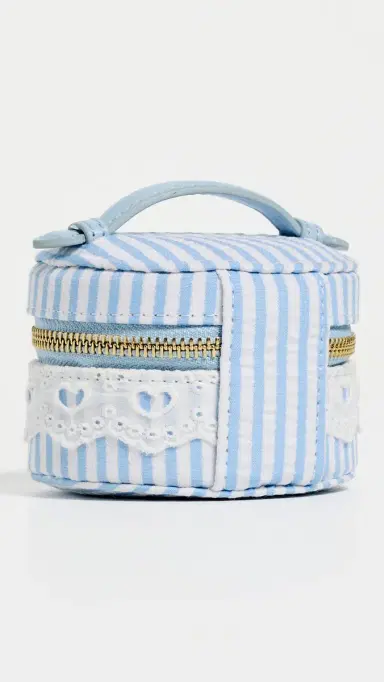Stoney Clover Lane Top Handle Pill Case Blue Seersucker One Size | Thumbnail 3 Stoney Clover Lane Top Handle Pill Case Blue Seersucker One Size | Thumbnail 3