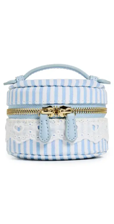 Stoney Clover Lane Top Handle Pill Case Blue Seersucker One Size | Thumbnail 1 Stoney Clover Lane Top Handle Pill Case Blue Seersucker One Size | Thumbnail 1