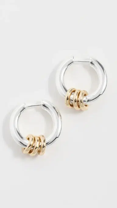 Madewell Triple Ring Huggie Hoop Earrings Mixed Metal One Size | Thumbnail 2 Madewell Triple Ring Huggie Hoop Earrings Mixed Metal One Size | Thumbnail 2