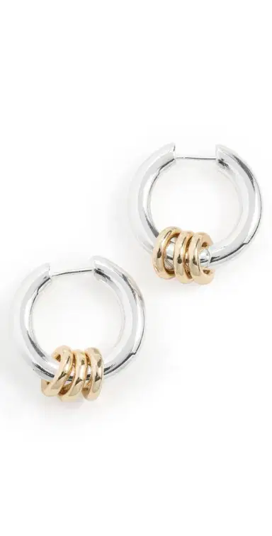 Madewell Triple Ring Huggie Hoop Earrings Mixed Metal One Size | Thumbnail 1 Madewell Triple Ring Huggie Hoop Earrings Mixed Metal One Size | Thumbnail 1
