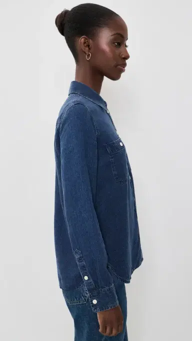 Faherty Tried & Truechambray Classic Buttondown Night agoon Wash | Thumbnail 4 Faherty Tried & Truechambray Classic Buttondown Night agoon Wash | Thumbnail 4