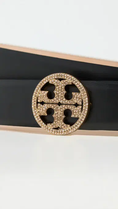 Tory Burch Miller Smooth eather Pave ogo Belt 1 Black / Gold | Thumbnail 5 Tory Burch Miller Smooth eather Pave ogo Belt 1 Black / Gold | Thumbnail 5