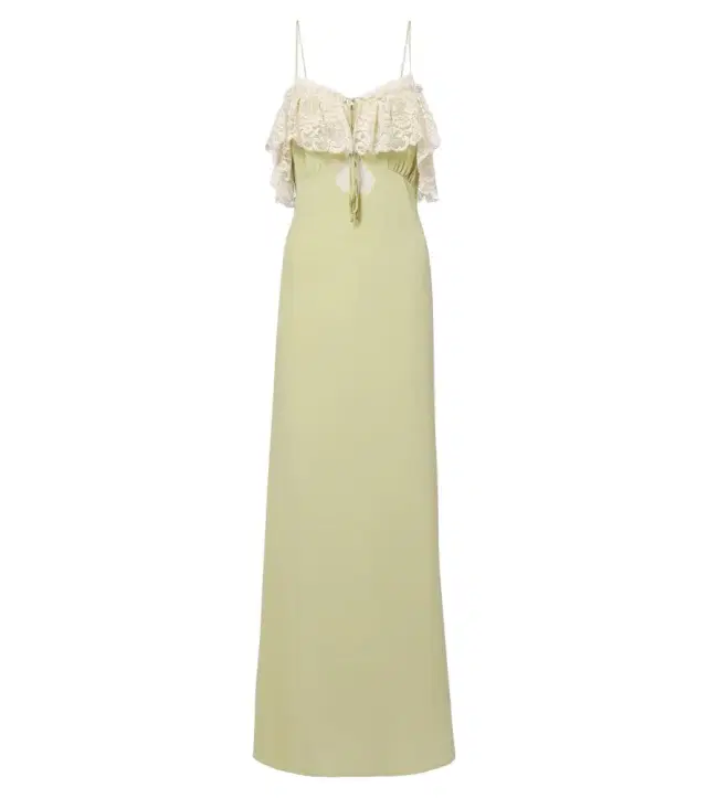 Chloé Lace-trimmed silk crêpe de chine maxi dress Chloé Lace-trimmed silk crêpe de chine maxi dress