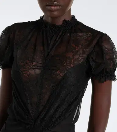 The Attico Semi-sheer asymmetric lace midi dress | Thumbnail 3 The Attico Semi-sheer asymmetric lace midi dress | Thumbnail 3