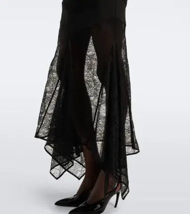 The Attico Semi-sheer asymmetric lace midi dress | Thumbnail 4 The Attico Semi-sheer asymmetric lace midi dress | Thumbnail 4