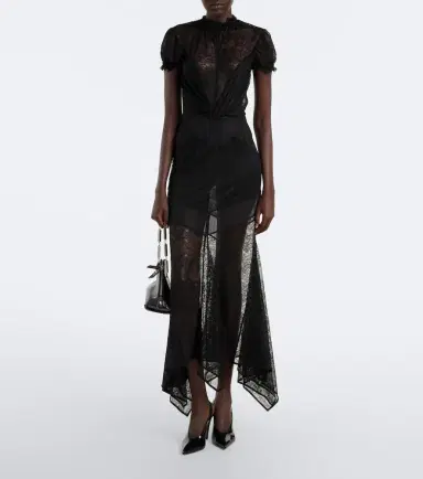 The Attico Semi-sheer asymmetric lace midi dress | Thumbnail 6 The Attico Semi-sheer asymmetric lace midi dress | Thumbnail 6