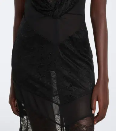 The Attico Semi-sheer asymmetric lace midi dress | Thumbnail 7 The Attico Semi-sheer asymmetric lace midi dress | Thumbnail 7