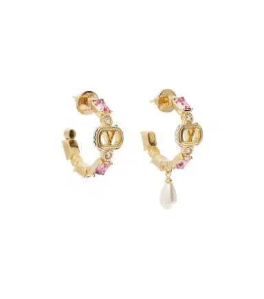 Valentino Ovalette embellished hoop earrings | Thumbnail 1 Valentino Ovalette embellished hoop earrings | Thumbnail 1