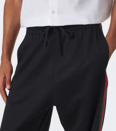 Gucci Web Stripe silk and cotton wide-leg pants | Thumbnail 2 Gucci Web Stripe silk and cotton wide-leg pants | Thumbnail 2