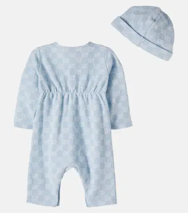 Gucci Kids Baby GG cotton piqué onesie and beanie set | Thumbnail 4 Gucci Kids Baby GG cotton piqué onesie and beanie set | Thumbnail 4