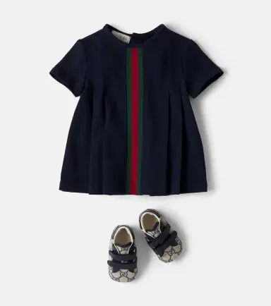 Gucci Kids Baby Web Stripe cotton-blend piqué dress | Thumbnail 4 Gucci Kids Baby Web Stripe cotton-blend piqué dress | Thumbnail 4