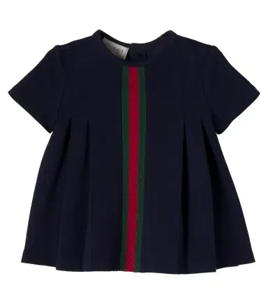 Gucci Kids Baby Web Stripe cotton-blend piqué dress | Thumbnail 1 Gucci Kids Baby Web Stripe cotton-blend piqué dress | Thumbnail 1