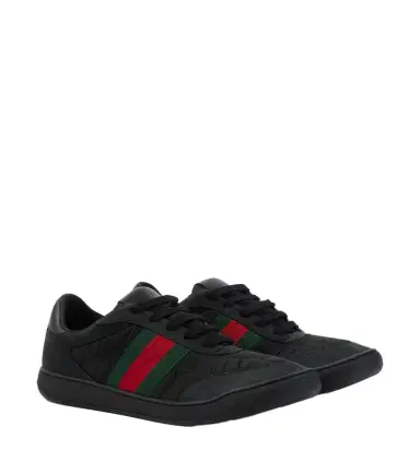 Gucci Screener leather-trimmed sneakers | Thumbnail 1 Gucci Screener leather-trimmed sneakers | Thumbnail 1