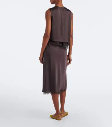 Vince Lace-trimmed satin midi skirt | Thumbnail 4 Vince Lace-trimmed satin midi skirt | Thumbnail 4
