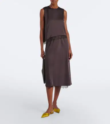 Vince Lace-trimmed satin midi skirt | Thumbnail 6 Vince Lace-trimmed satin midi skirt | Thumbnail 6