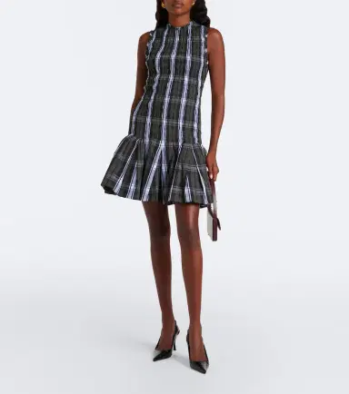 Patou Checked shirred minidress | Thumbnail 5 Patou Checked shirred minidress | Thumbnail 5