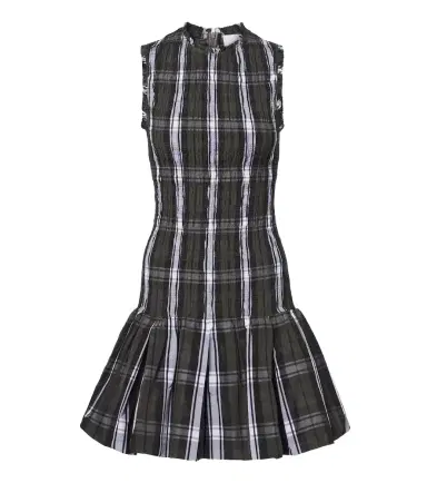 Patou Checked shirred minidress | Thumbnail 1 Patou Checked shirred minidress | Thumbnail 1