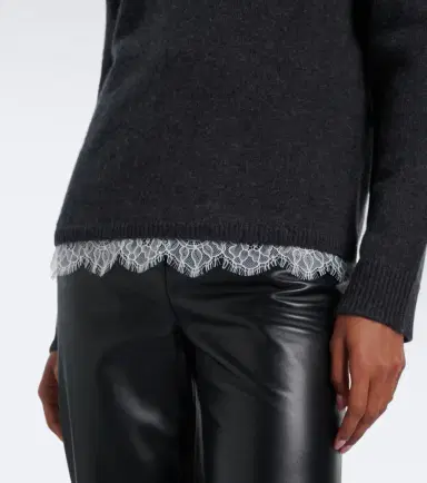 Loulou de Saison Arvo lace-trimmed cashmere sweater | Thumbnail 4 Loulou de Saison Arvo lace-trimmed cashmere sweater | Thumbnail 4