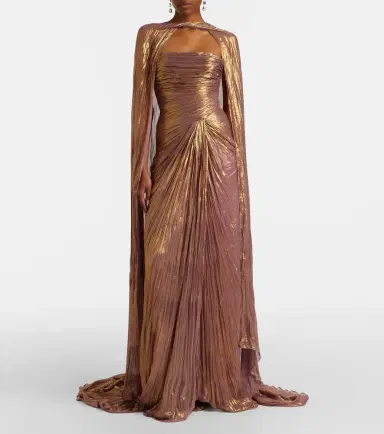 Marmar Halim Pleated taffeta bustier gown and cape set | Thumbnail 3 Marmar Halim Pleated taffeta bustier gown and cape set | Thumbnail 3