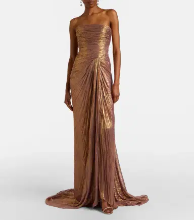 Marmar Halim Pleated taffeta bustier gown and cape set | Thumbnail 5 Marmar Halim Pleated taffeta bustier gown and cape set | Thumbnail 5