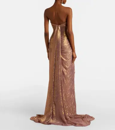 Marmar Halim Pleated taffeta bustier gown and cape set | Thumbnail 6 Marmar Halim Pleated taffeta bustier gown and cape set | Thumbnail 6