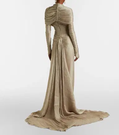 Marmar Halim Pleated taffeta turtleneck gown | Thumbnail 3 Marmar Halim Pleated taffeta turtleneck gown | Thumbnail 3