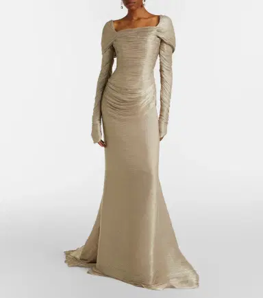 Marmar Halim Pleated taffeta turtleneck gown | Thumbnail 4 Marmar Halim Pleated taffeta turtleneck gown | Thumbnail 4