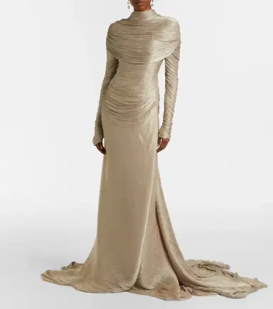 Marmar Halim Pleated taffeta turtleneck gown | Thumbnail 7 Marmar Halim Pleated taffeta turtleneck gown | Thumbnail 7