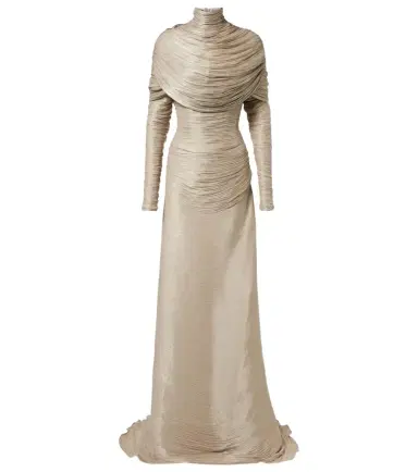 Marmar Halim Pleated taffeta turtleneck gown | Thumbnail 1 Marmar Halim Pleated taffeta turtleneck gown | Thumbnail 1