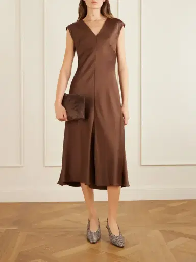 Brunello Cucinelli Bead-embellished Satin Midi Dress | Thumbnail 2 Brunello Cucinelli Bead-embellished Satin Midi Dress | Thumbnail 2