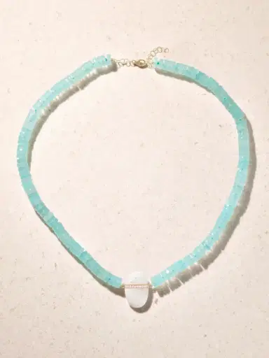 JIA JIA 14-karat Gold, Chalcedony Moonstone And Diamond Beaded Necklace | Thumbnail 4 JIA JIA 14-karat Gold, Chalcedony Moonstone And Diamond Beaded Necklace | Thumbnail 4