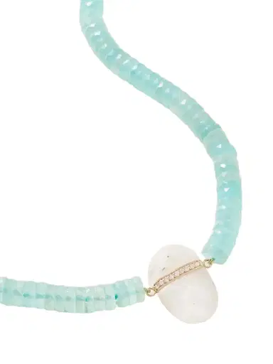 JIA JIA 14-karat Gold, Chalcedony Moonstone And Diamond Beaded Necklace | Thumbnail 1 JIA JIA 14-karat Gold, Chalcedony Moonstone And Diamond Beaded Necklace | Thumbnail 1