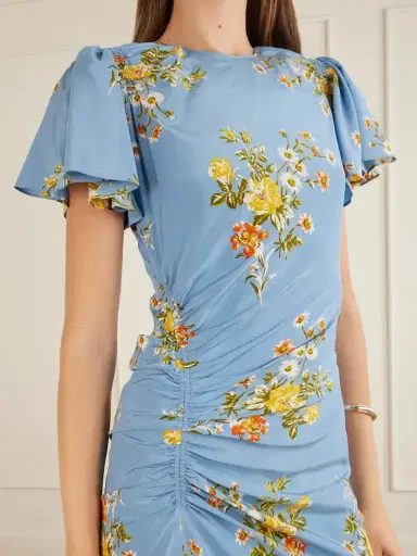 Veronica Beard Huntleigh Gathered Floral-print Silk-blend Satin Midi Dress | Thumbnail 4 Veronica Beard Huntleigh Gathered Floral-print Silk-blend Satin Midi Dress | Thumbnail 4