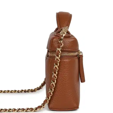 Chanel Chanel "Supple" Top Handle Long Vanity Case with Chain Camel Grained Calfskin Gold Hardware | Thumbnail 3 Chanel Chanel "Supple" Top Handle Long Vanity Case with Chain Camel Grained Calfskin Gold Hardware | Thumbnail 3