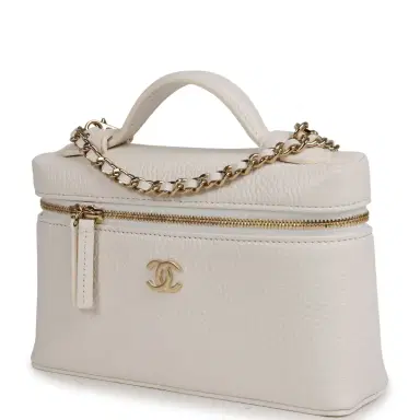 Chanel Chanel "Supple" Top Handle Long Vanity Case with Chain White Grained Calfskin Gold Hardware | Thumbnail 5 Chanel Chanel "Supple" Top Handle Long Vanity Case with Chain White Grained Calfskin Gold Hardware | Thumbnail 5