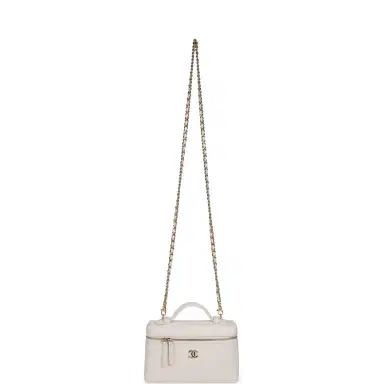 Chanel Chanel "Supple" Top Handle Long Vanity Case with Chain White Grained Calfskin Gold Hardware | Thumbnail 7 Chanel Chanel "Supple" Top Handle Long Vanity Case with Chain White Grained Calfskin Gold Hardware | Thumbnail 7